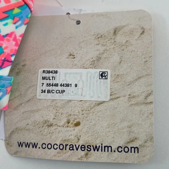 NWT Coco Rave 34B/C halter push-up bikini top bright ruched pink orange - Picture 12 of 13